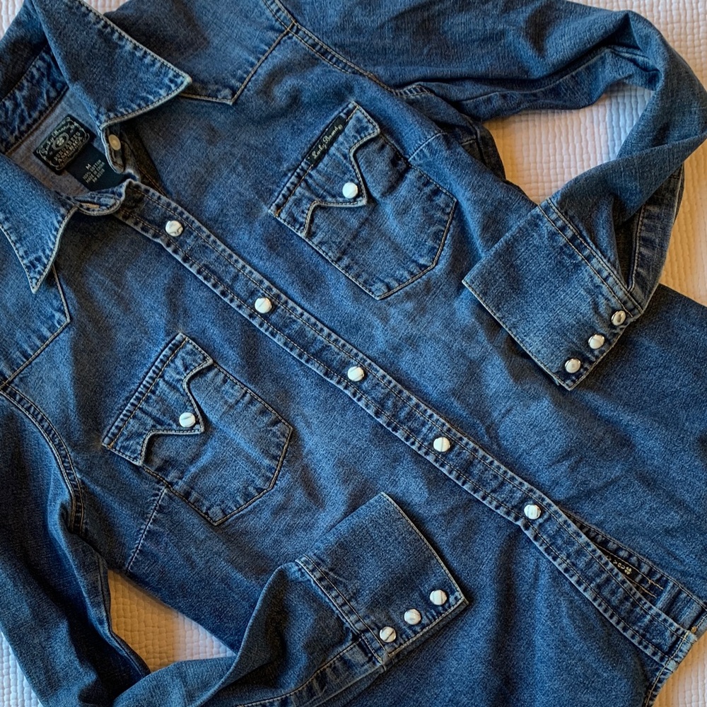Lucky Brand Blue Denim Shirt with Snap Close - Picture 16 of 16
